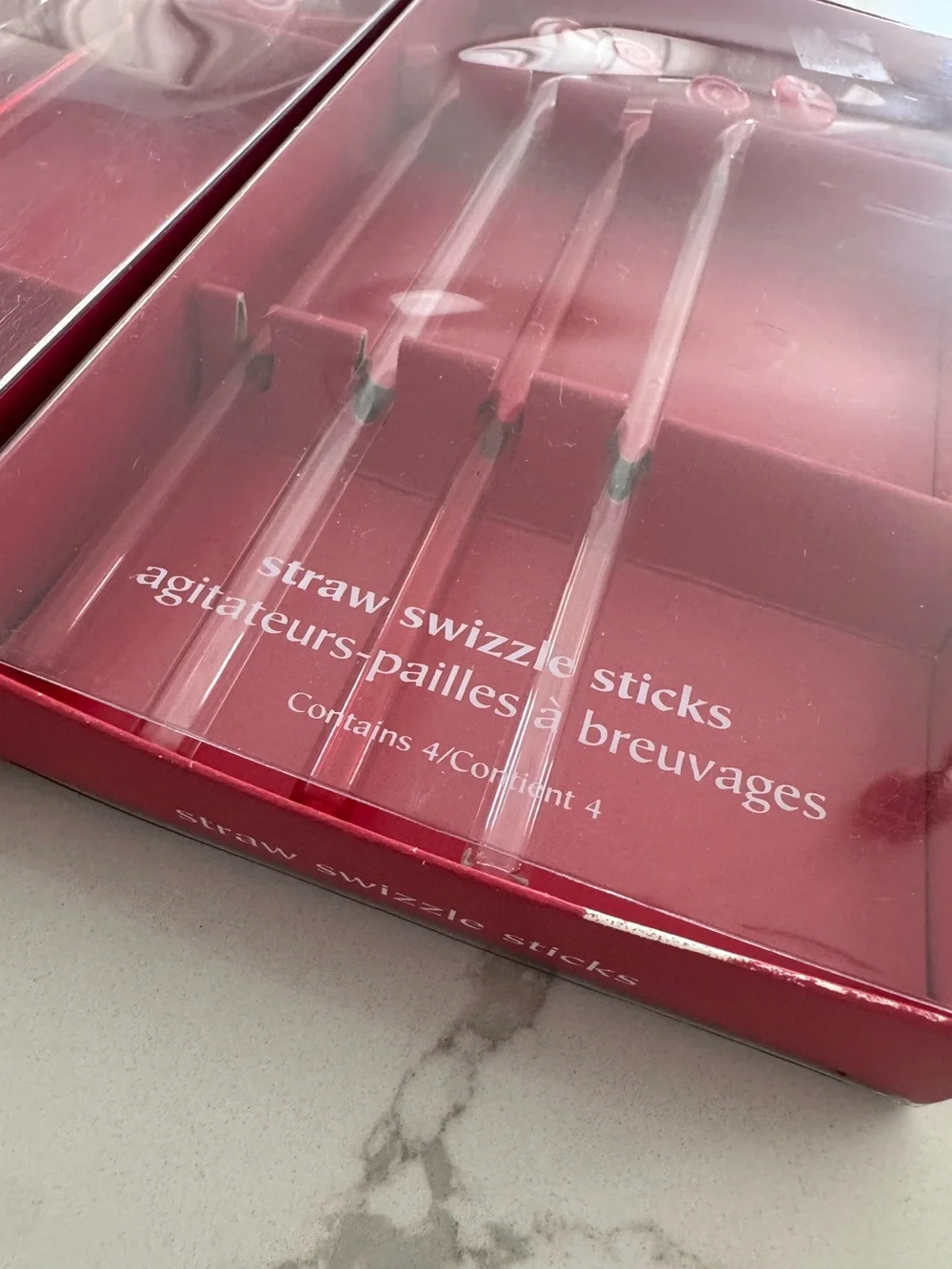 Pier 1 Christmas Candy Cane Set of 4 Glass Straws NWT